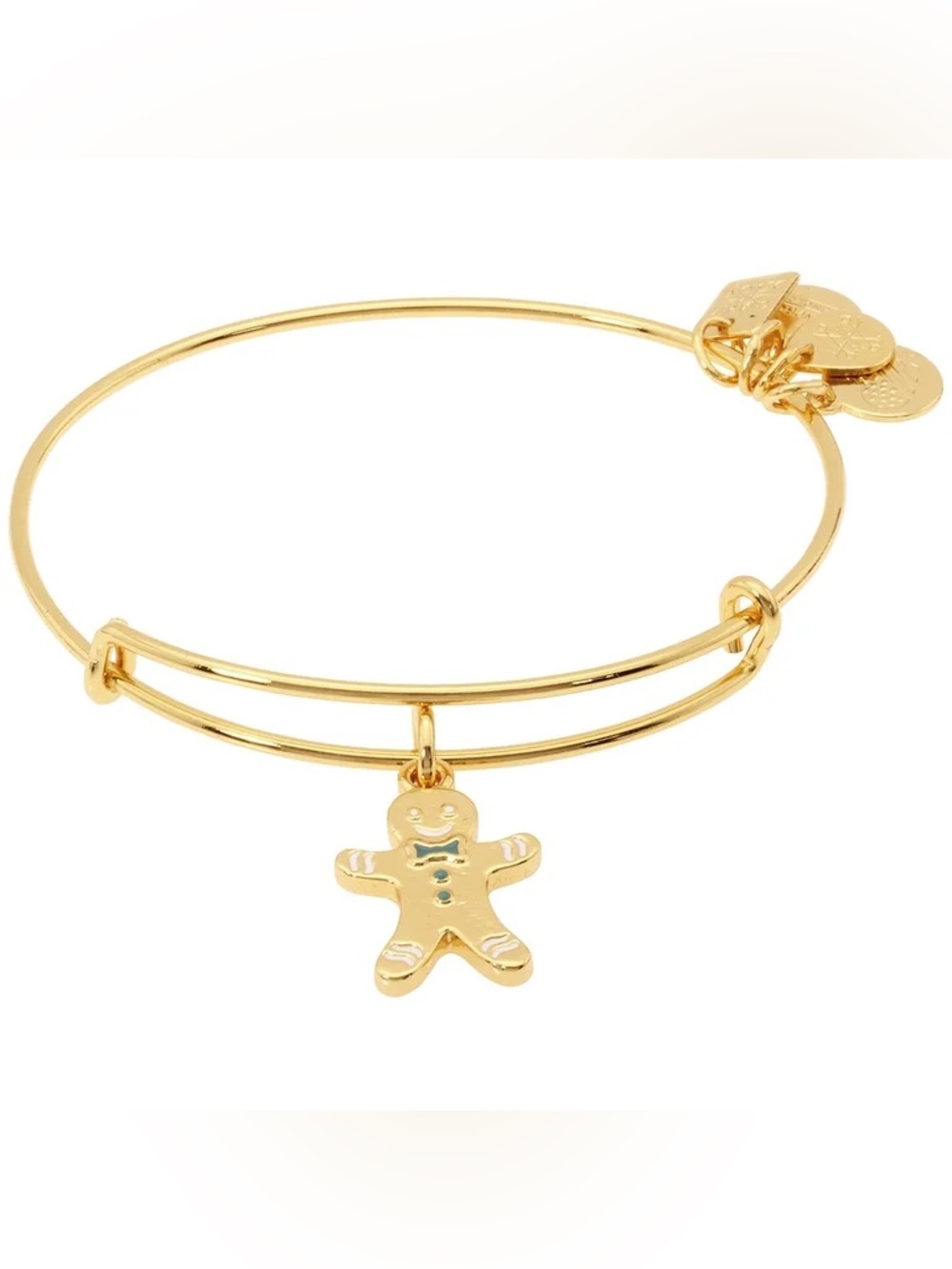 NWT, Alex and Ani, Gingerbread Man II, Holiday, Gold, Charm Bracelet